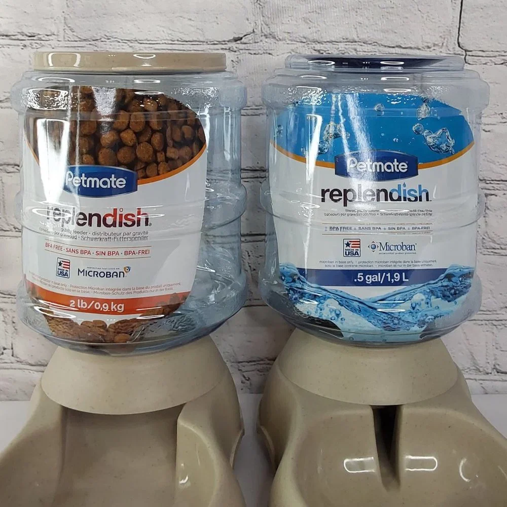 'PETMATE' REPLEN̈ÐISH PET FEEDER SYSTEM 2-PIECE SET FOOD & WATER COMPLETE SET